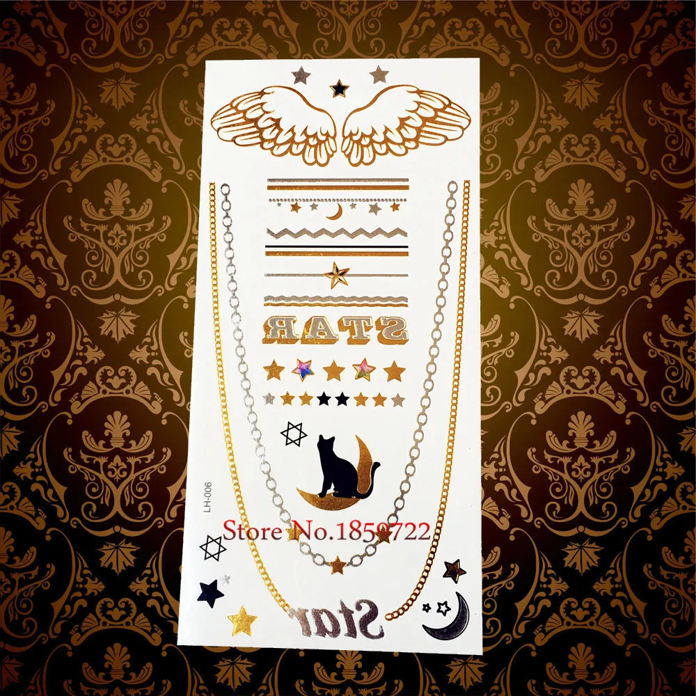 1 шт. Изысканная боди-арт Золотая Серебряная металлическая татуировка для женщин