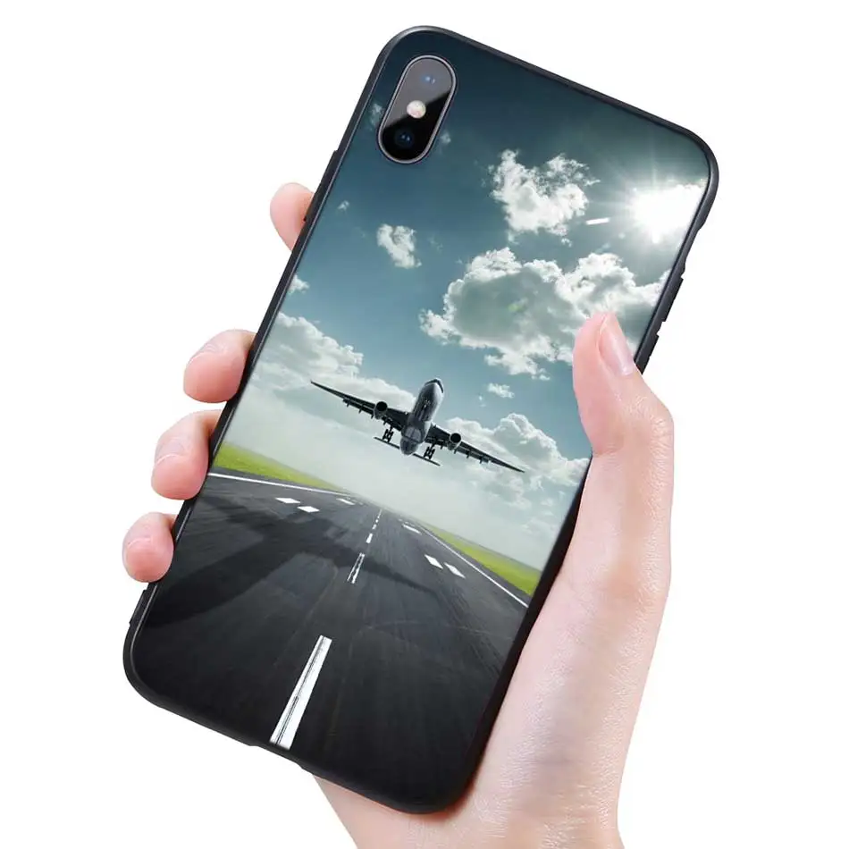 006 Силиконовый черный чехол для iPhone 11 Pro XR X XS MAX 7 8 6 6S Plus 5 5S SE 7Plus 8Plus мобильный телефон самолет - Цвет: 006