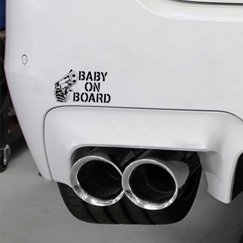 QYPF 15.2CM*9CM Vinyl Decal Car Sticker Baby On Board Gun Black Silver C14-0104 | Автомобили и мотоциклы