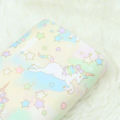 light yellow Наполовину ярдовая импортная ткань с принтом единорога из мультфильма, хлопок, ручная работа, сделай сам, одежда для малышей, детская одежда, CR-A167 - Цвет: light yellow