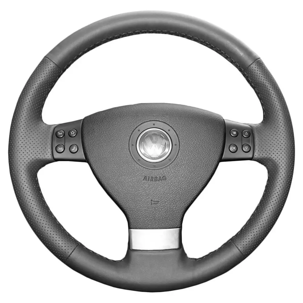 Wheel cover Black PONSNY автомобильный чехол для рулевого управления/передач/ручного тормоза для Volkswagen VW Sagitar Bora Polo Magotan Lavida Touran 2006-2010 ручной работы - Название цвета: Wheel cover Black