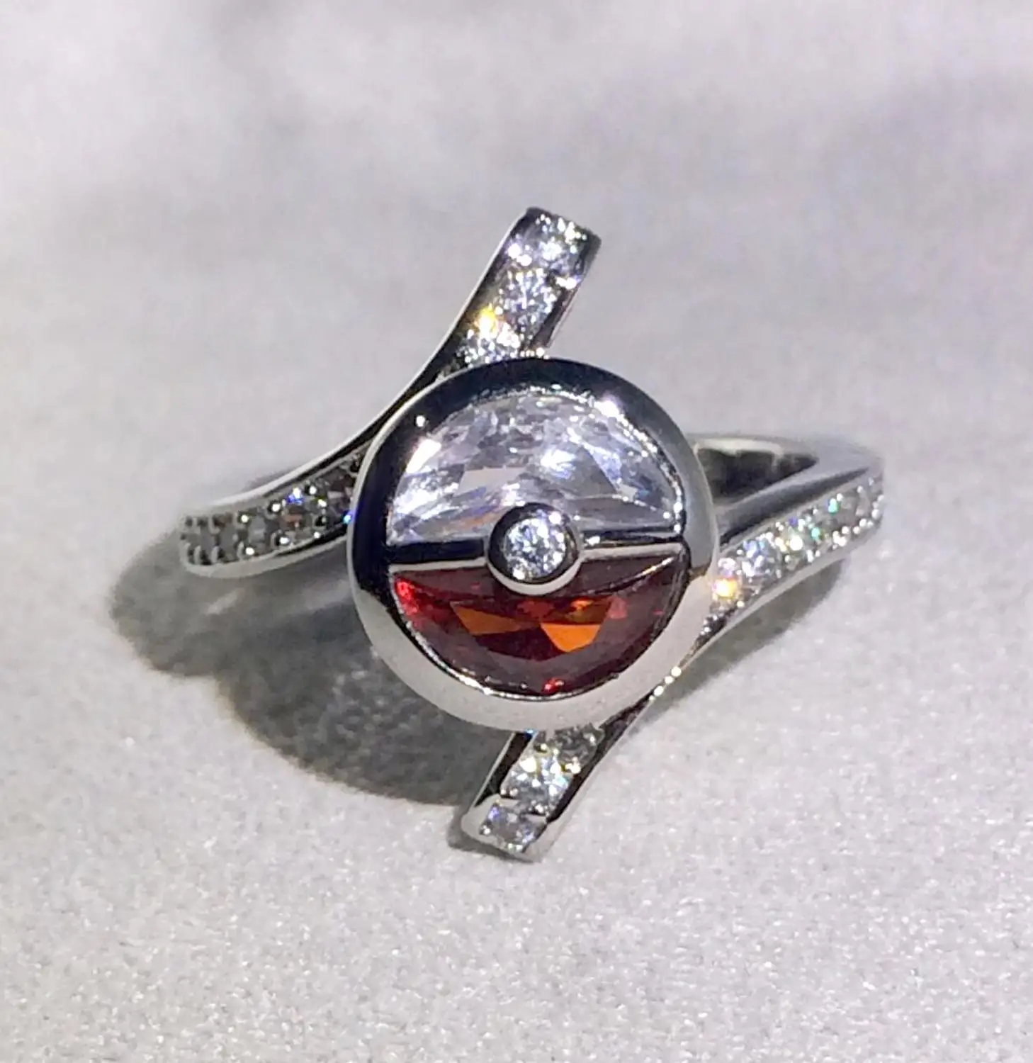 Pokemon Pikachu, Pokemon, Pokemon Ball, Bling, циркон, камень, серебро, милые кольца для женщин, для свадьбы, помолвки, модные ювелирные изделия с героями мультфильмов, новинка