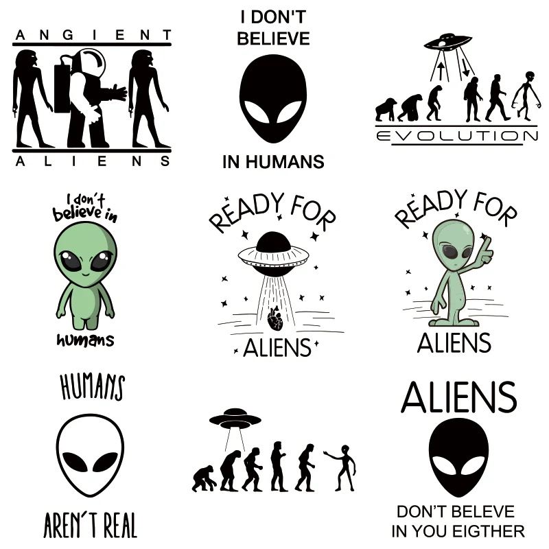 Alien хозяйственная сумка штормовая зона 51 UFO Evolution Don't Believe Human virtues дизайн мультфильм белые школьные дорожные сумки
