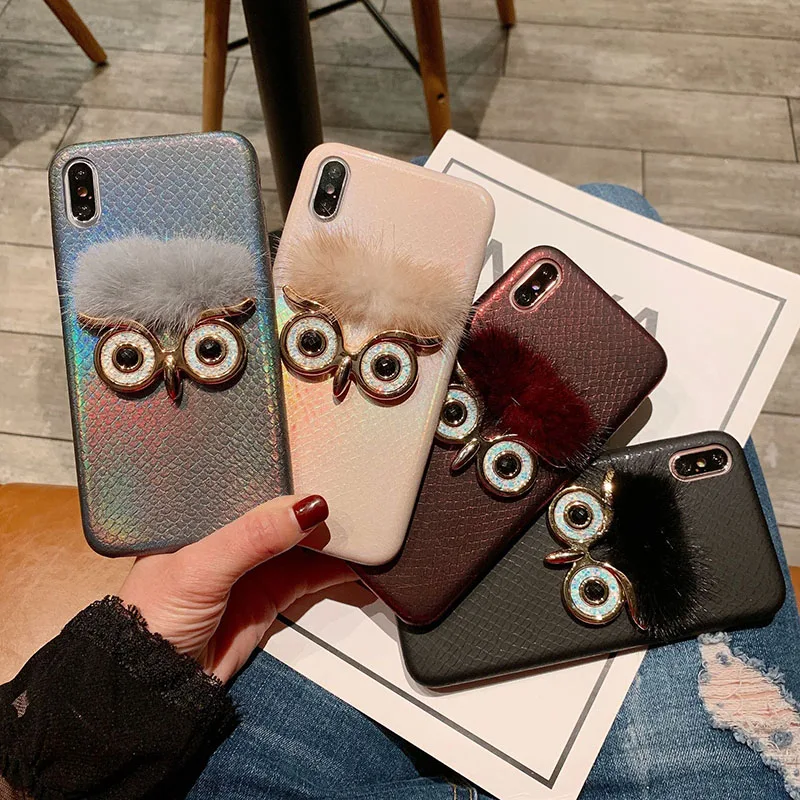 Новый блестящий чехол для телефона с рисунком в виде животного iPhone XR/XS MAX Сова