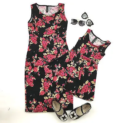 2017 новые одинаковые платья для мамы и дочки летнее платье без рукавов с принтом