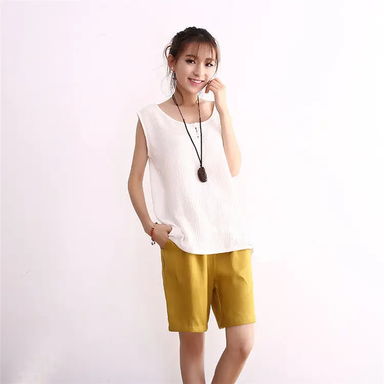 Женский жилет из хлопка и льна повседневная хлопковая рубашка в национальном