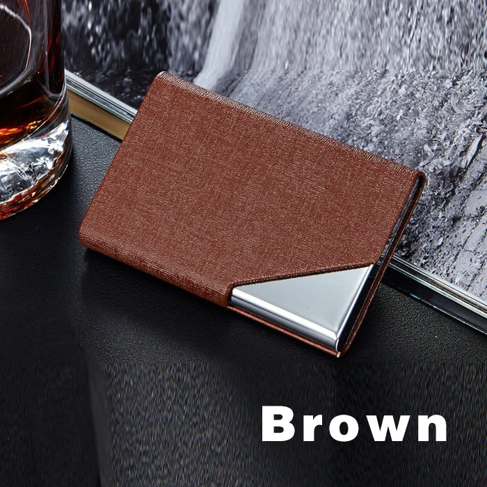 Brown1 ID держатель для карт, визитница, кошелек, чехол для кредитных карт, для женщин и мужчин, кожаный, водонепроницаемый, защита для карт, металлические кошельки - Цвет: Brown1