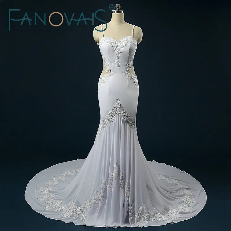 Реальное фото свадебное платье с прозрачной спинкой Русалка Кружевная