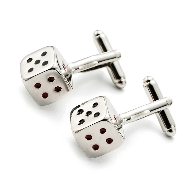 Vagula High Quality Square Silver Plated Dice Tie clip &amp Cufflinks Drop Glue Classical Wedding Cuff link 365 Funny Cuffs | Украшения и