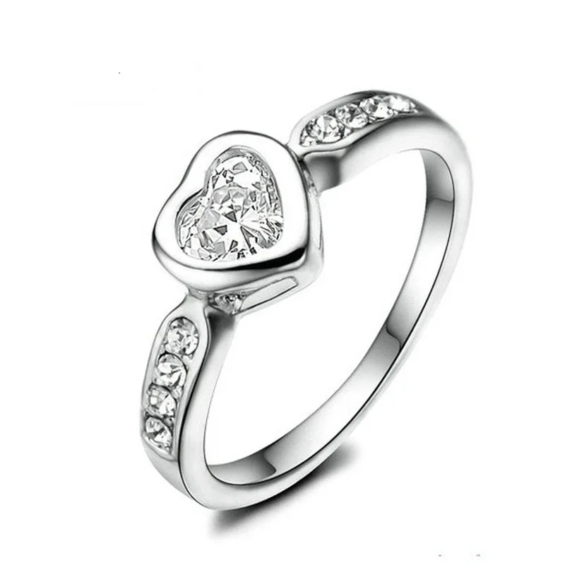 Minimal Crystal Promise Forever Love Heart Rings Stainless Steel filled Ring Women Couple Elegant Wedding Jewelry Anillos Bff | Украшения и