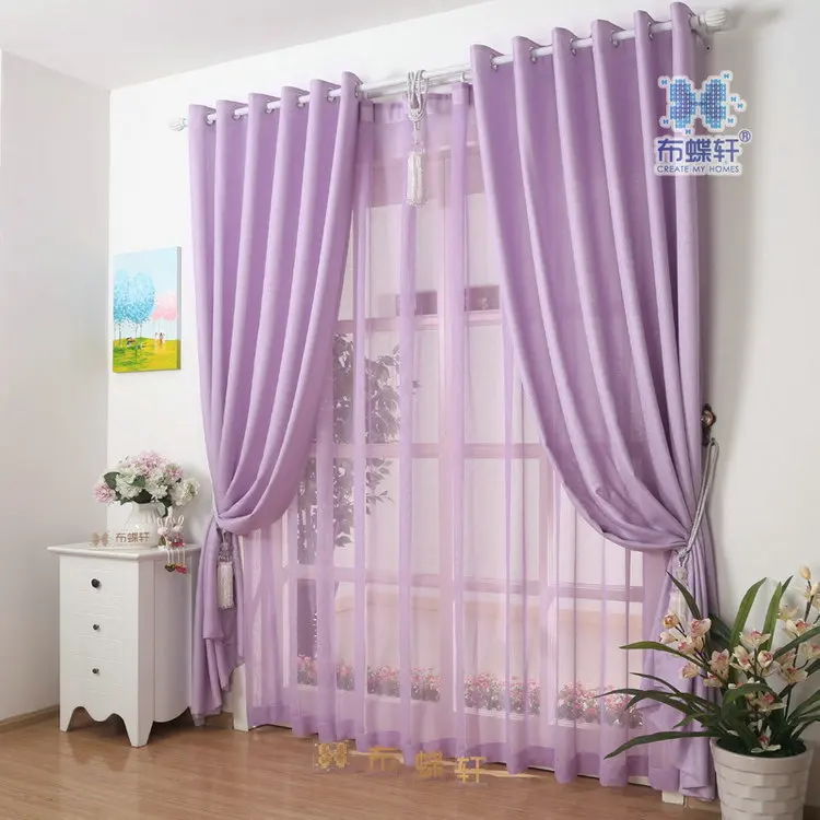 New Arrival Solid Color Curtains For Living Room Plain Curtains+Voile 9 Colors Grey/Burgundy/Yellow/Violet/White Shade/Drapery | Дом и сад