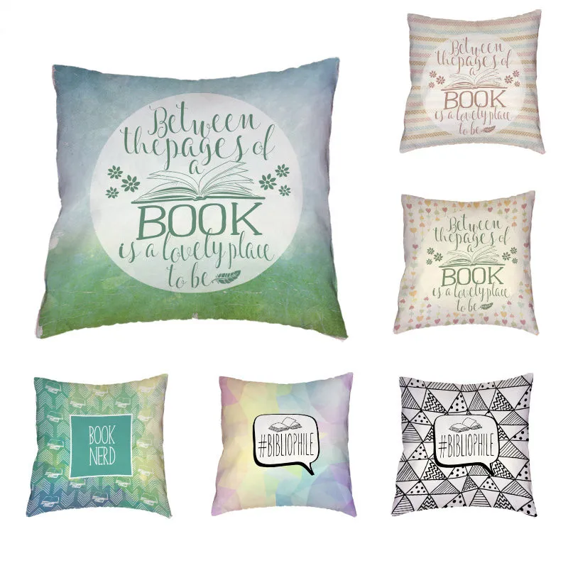 Простая наволочка из полиэстера с буквенным узором персиковая кожаная книжка