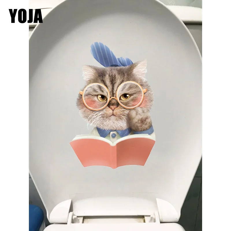 YOJA 16*23 7 см мультфильм чтение кот спальня Декор наклейка на стену модный туалет