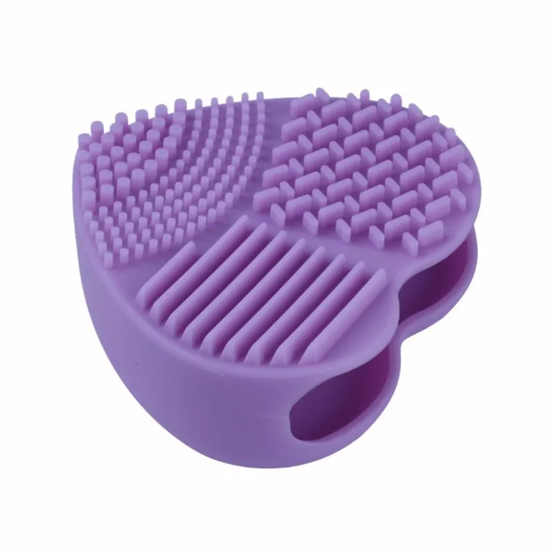 Purple Качественная силиконовая щетка с сердечками, чистящее средство для мытья, косметическая Кисть для макияжа, скруббер, Прямая поставка, инструмент для чистки ногтей - Handle Color: Purple