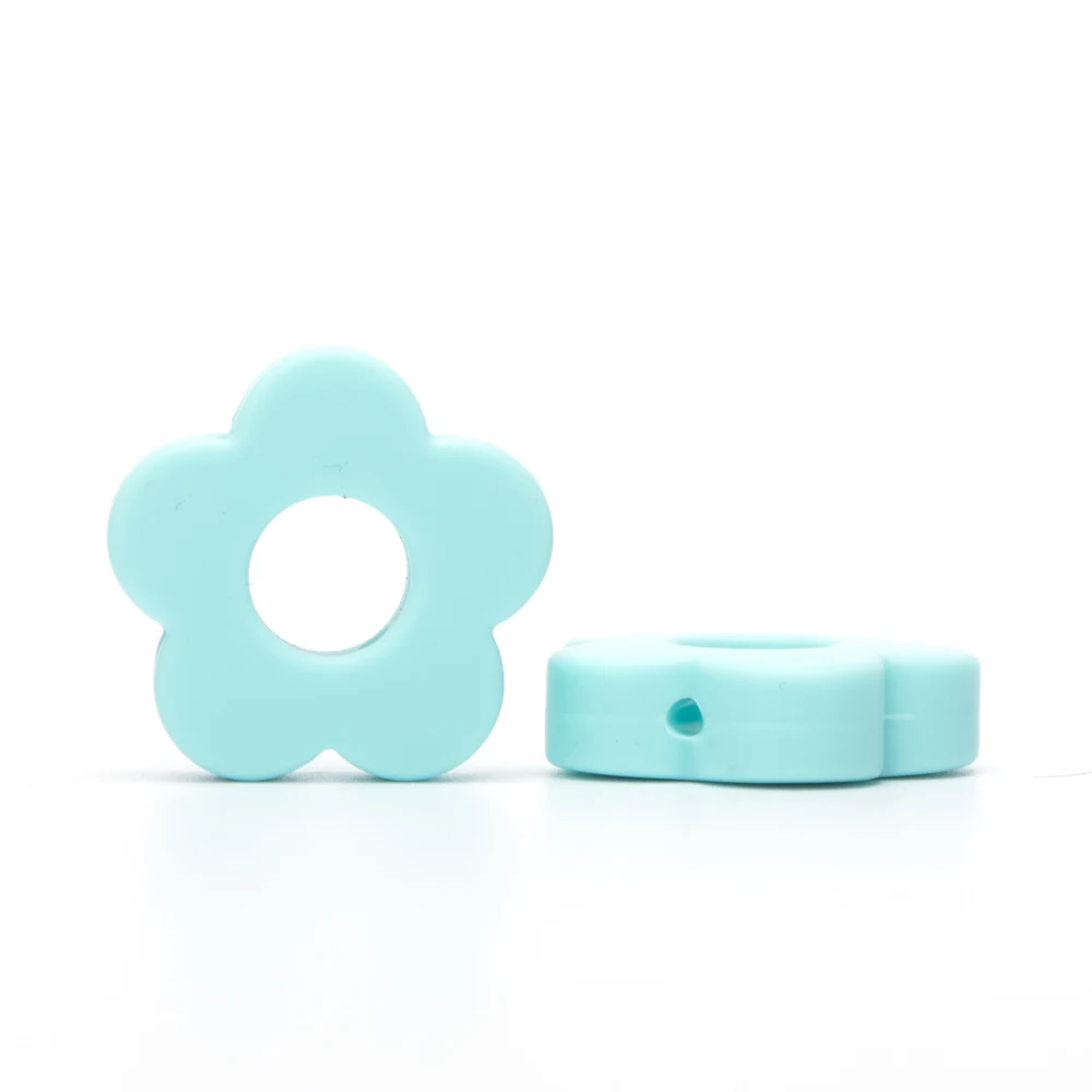 Blue Green 5 шт цветок перле Силиконовые Бусины DIY ребенок уход прорезывание зубов ожерелье бусы пищевого качества прорезывание зубов игрушки детские товары Mordedor подарок - Цвет: Blue Green