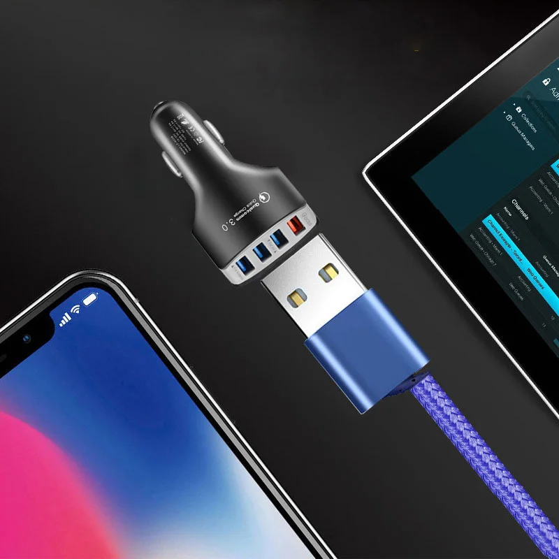 Quick Charge 3.0 Car Cigarette lighter 7A QC3.0 Turbo Fast Charging Car-charger 4 USB Car Mobile Phone Charger for iPhone 8 7 X