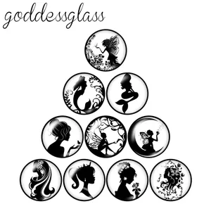 Новые Девушки Леди Принцесса Русалка 10 шт. Смешанные 12 мм18 мм20 мм25 мм круглые фото стекло для демонстрации кабошон плоская задняя сторона решений ZB1017