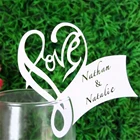 50 шт. Бумага лазерная резка любящее сердце именная табличка сиреневого карточка чашка вина карточки на бокал Свадебные Baby Shower вечерние украшения