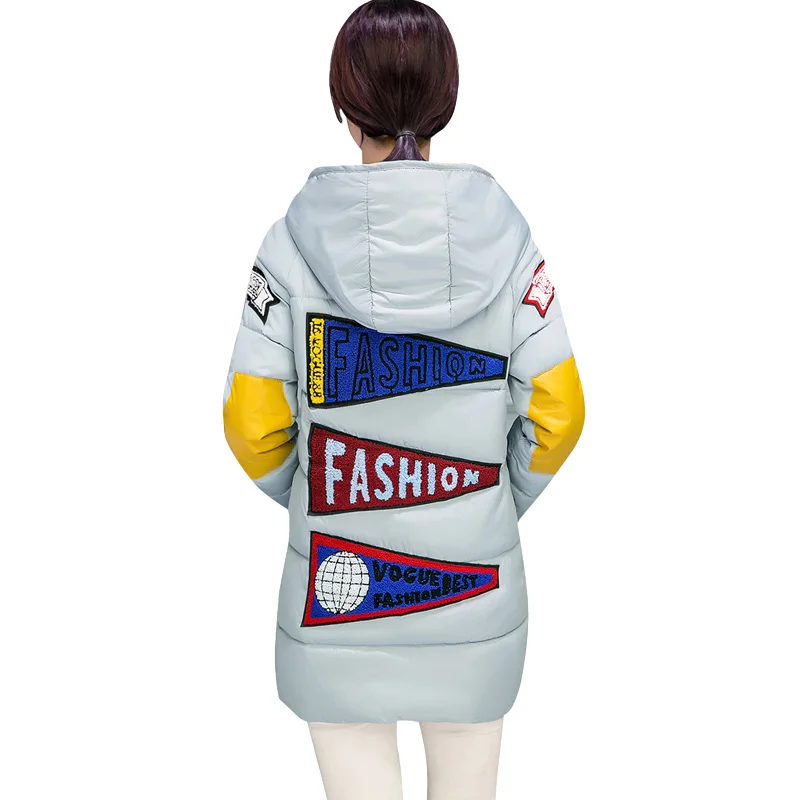 ЛИВА девушка Новинка 2017 года Для женщин шляпа куртка Свободные Аппликация письмо