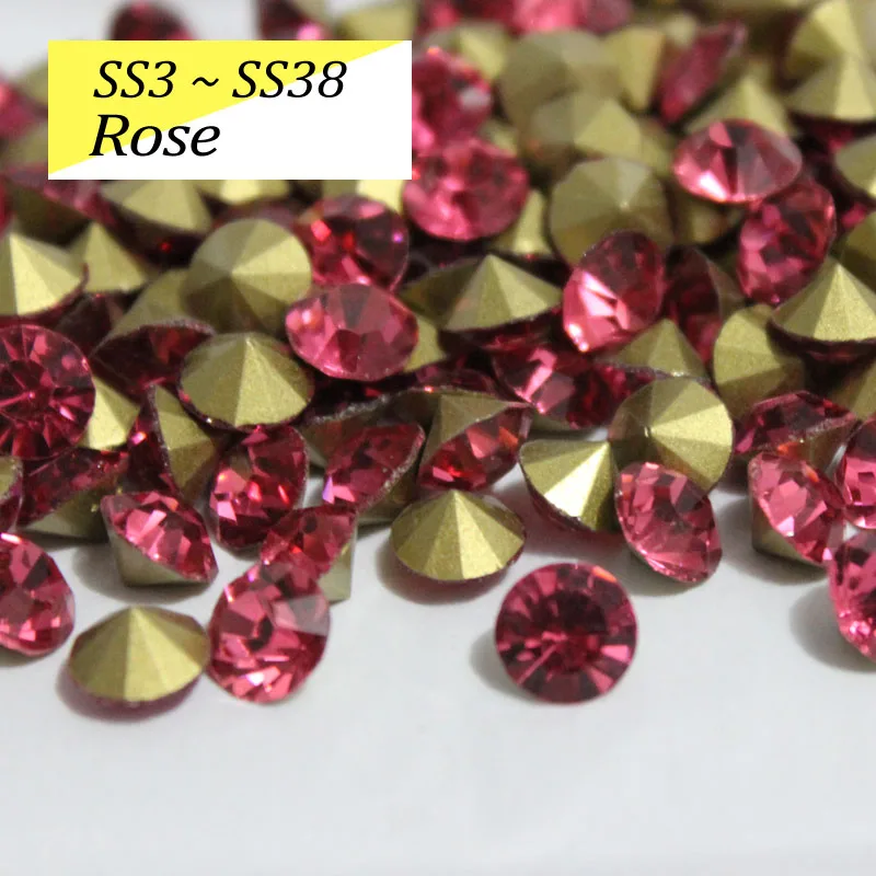 Rose SS16-SS38 блестящие хрустальные стразы круглые с заостренным фольгированным дном сзади стекло камень для одежды сумки - Цвет: Rose
