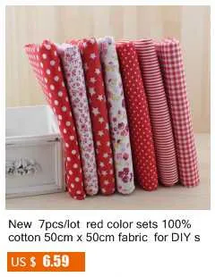 Booksew, новинка, 7 шт./лот, наборы красного цвета, хлопок, 50 см х 50 см, ткань для рукоделия, для вышивания, стеганая текстильная ткань, кукольная ткань