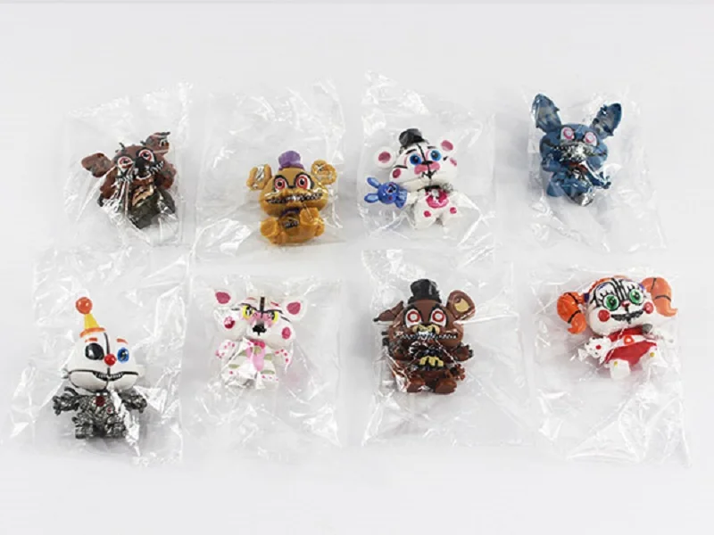 no box Новинка FNAF Freddy мини-фигурка Nendoroid 5-6 см ПВХ Five Nights At Freddys Foxy Freddy Chica Аниме фигурки Свободные игрушки 8 компл - Цвет: no box