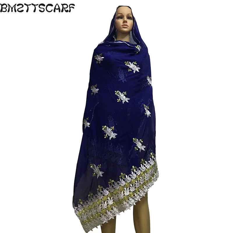 2018 Latest African Women Scarf muslim embroidery scarf cotton big for shawls wraps | Аксессуары для одежды