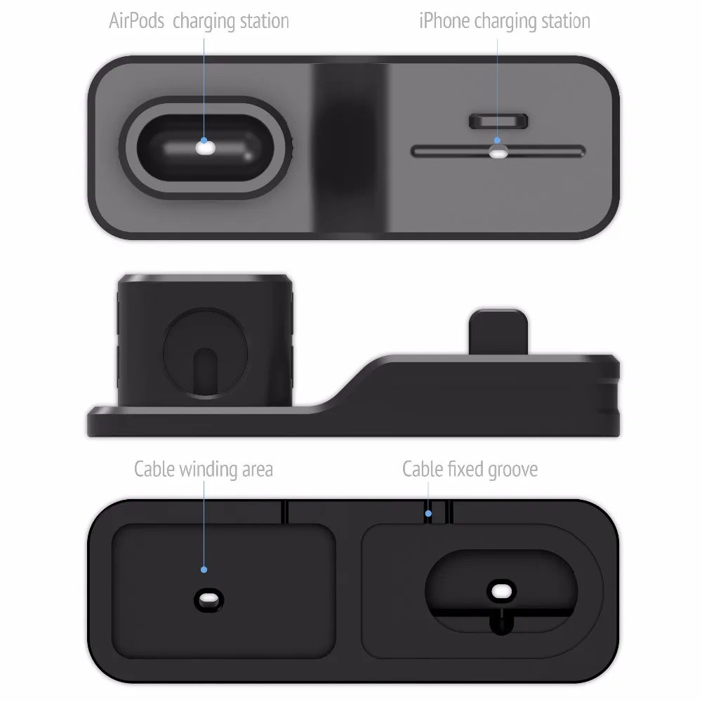 Для iphone X 3 в 1 подставка из силиконовой резины для зарядки док станция телефона Apple