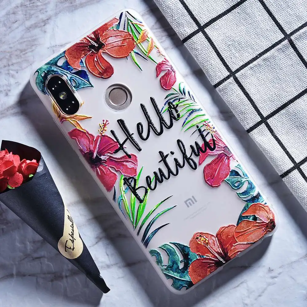 3D Relief Flower Case For Xiaomi Pocophone F1 Redmi Note 5 Pro Plus 5A 4A 4X 4 Silicone Coque |
