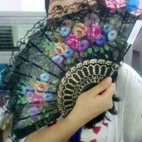 Испанский цветочный тканевый кружевной складной ручной танцевальный свадебный