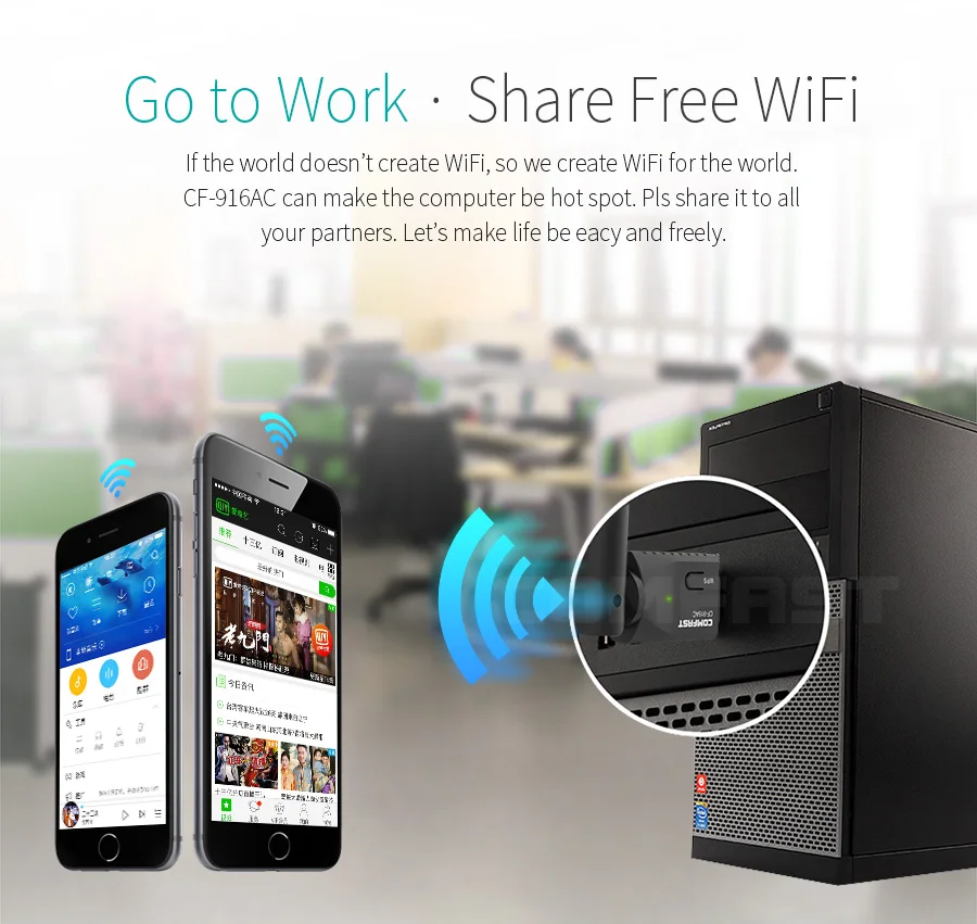 COMFAST AC600 600Mbps USB wi fi Adaptor 802.11AC WiFi Receiver 2.4G/5G Wireless Network Card with wi-fi antenna WPS button | Компьютеры и