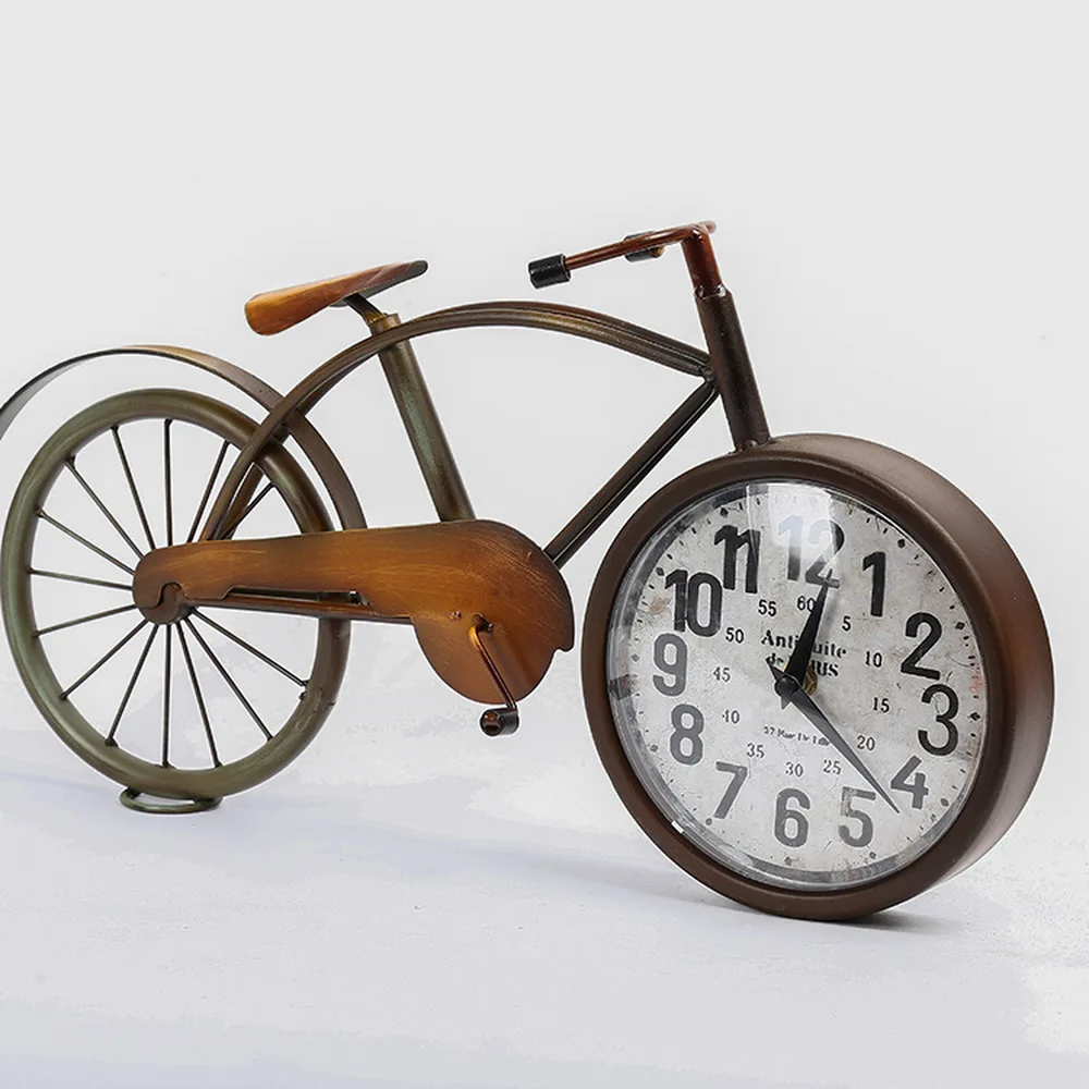 

1 PCS European retro creative mechanical seat clock iron nostalgic antique living room clock bicycle clock ornaments LU709525