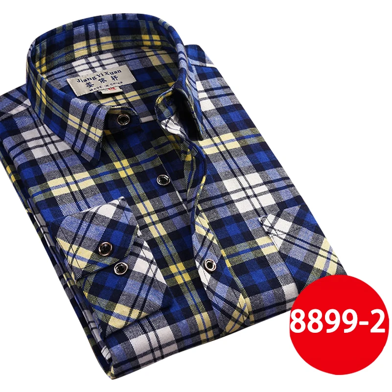 Brand Men's Casual Shirts 2017 New Spring Fashion Slim Fit Long Sleeve Male Plaid Cotton Dress Social Plus Size 3XL X408 | Мужская