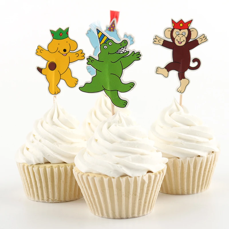 24pcs Happy Circus Party Supplies Cartoon Cupcake Toppers Pick Birthday Decoration Kids Favors |
