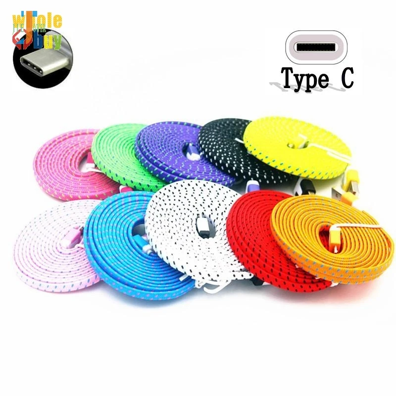 100 шт. 1 м 2 3 прочная плоская плетеная ткань TypeC Type C Usb USB Micro кабель для