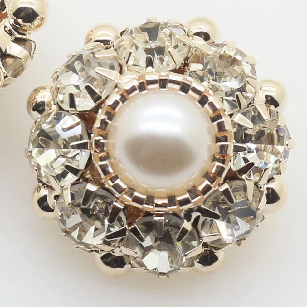 No.38 white Pearl LKeRan, 5 шт., 26 мм, Модные металлические хрустальные пуговицы в форме гриба, сделай сам, Цветочные Стразы, украшение для рукоделия, Швейные аксессуары для художественного оформления - Цвет: No.38 white Pearl
