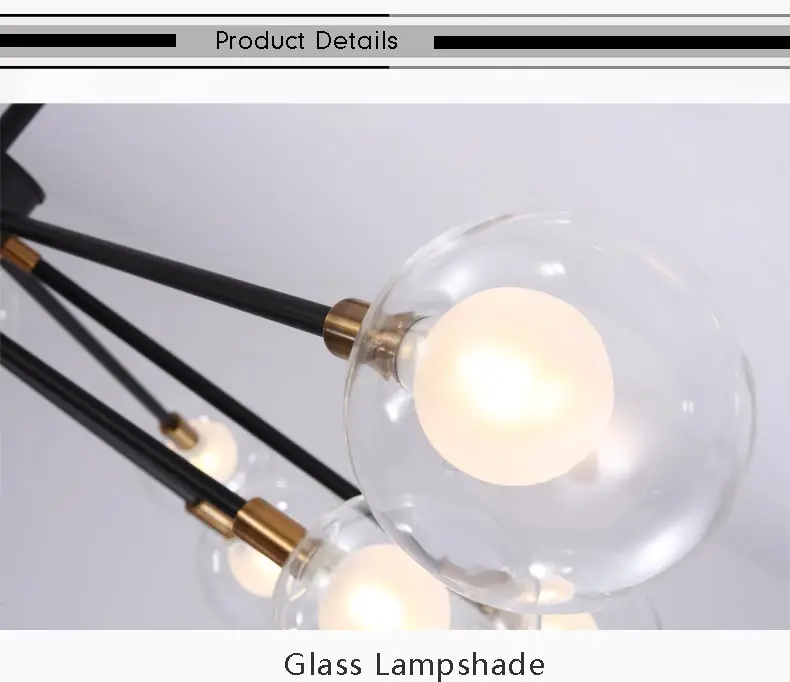 Lustre Led стеклянная дизайнерская лампа черная люстра, светильник современная гостиная спальня кухонный Декор Домашнее освещение Утюг G9