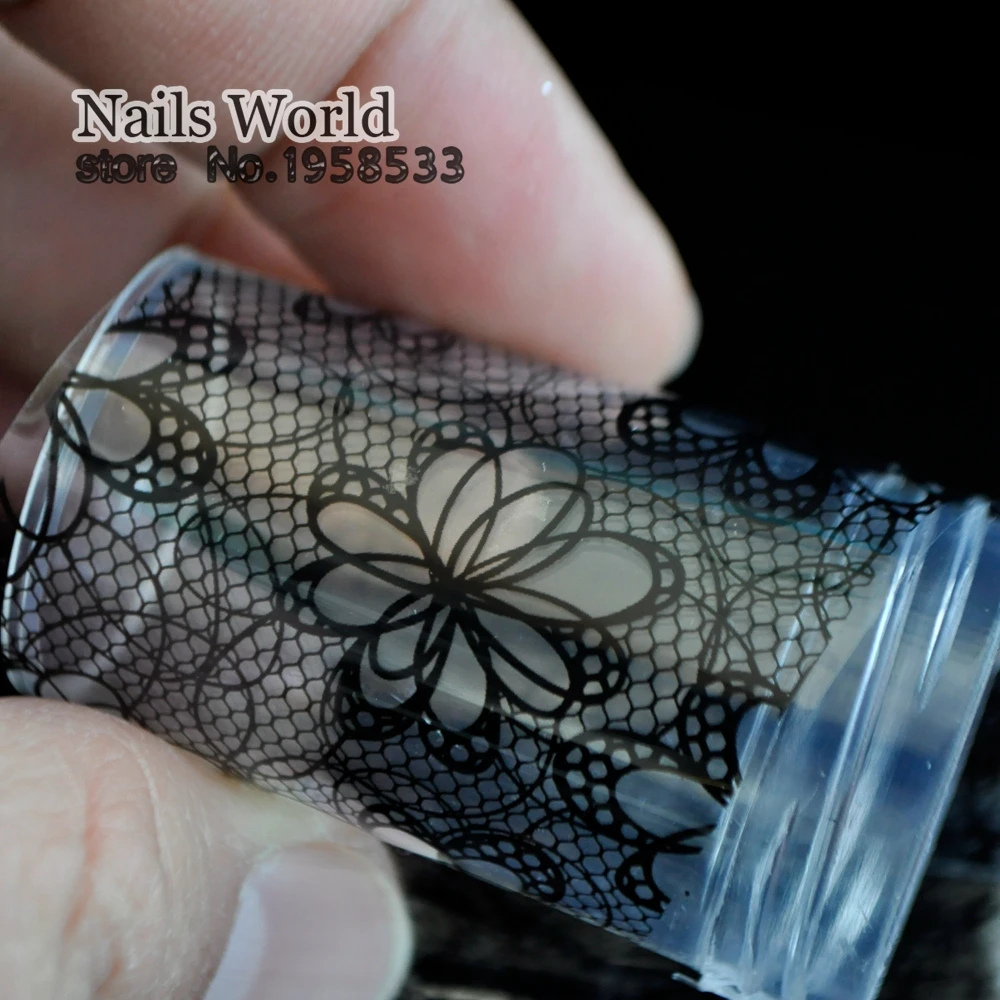 Art Nail Foils Wraps Glue Transfer Roll Sticker Hollow flower Nail DIY Tips Decoration 223