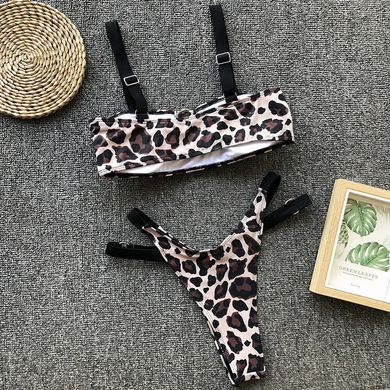 

ZTVitality Sexy Women Leopard Bikini 2019 New Arrival Hollow Out Straps Swimwear Female Swimsuit Beachwear Brazilian Biquini S-L