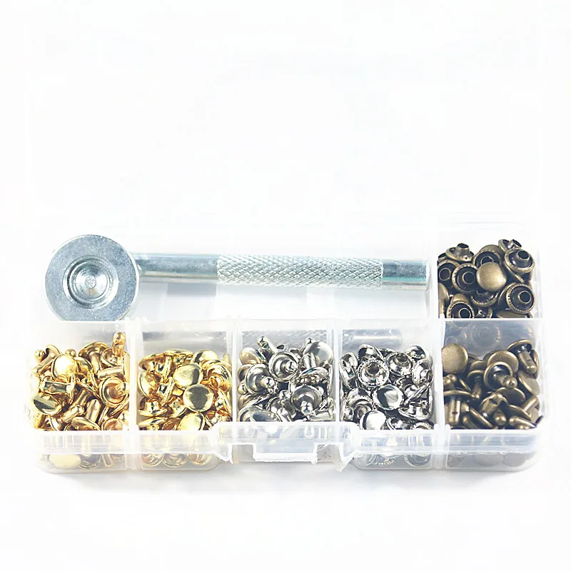 120 комплектов 8 мм латунные двойные колпачки заклепки для кожаной швейной одежды