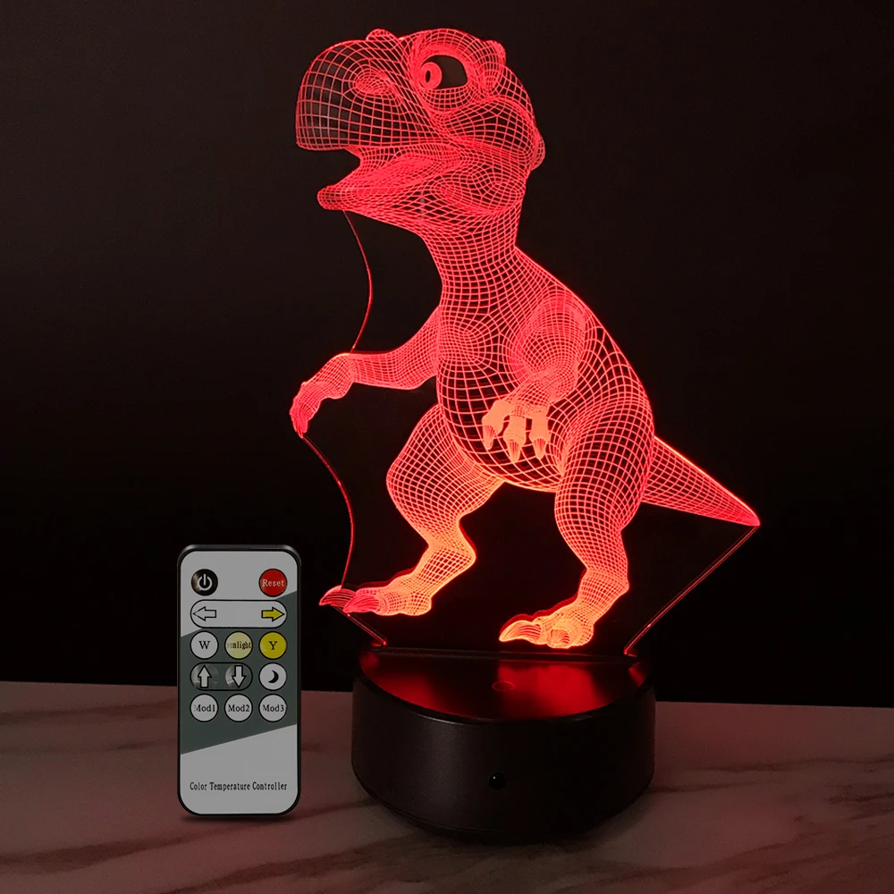 3D иллюзия Светодиодная лампа динозавр 7 цветов Светодиодная лампа украшение животное Ночной светильник сенсорный спящий Ночной светильник Настольная лампа подарки для мальчиков