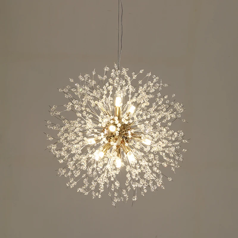 Фото Современный хрустальный подвесной хромированный Золотой светильник
