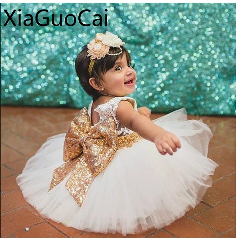 Girl Party Dress Princess Costume Bow Tie Baby Girls Children's Back Fluffy Clothes | Детская одежда и обувь