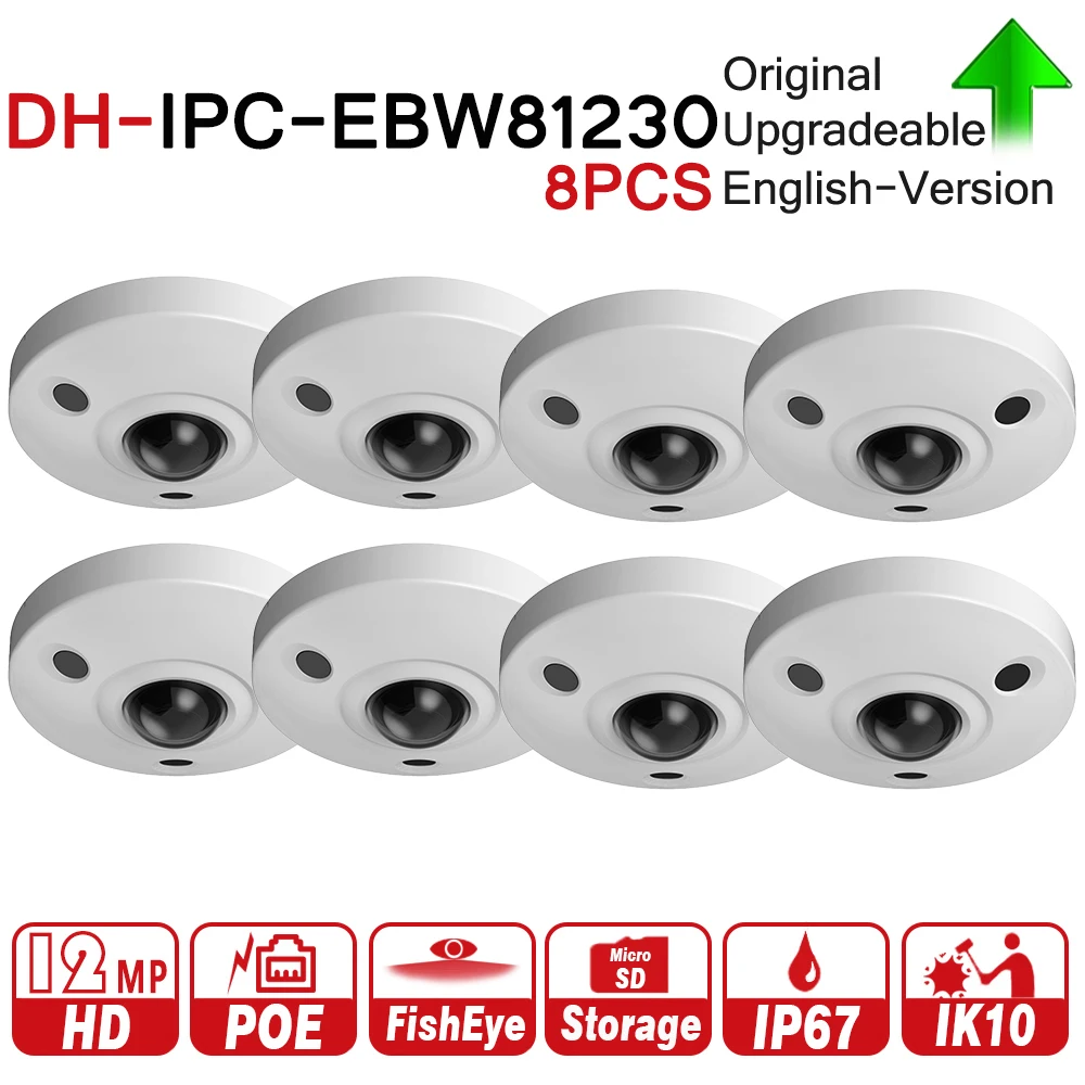 DH IPC-EBW81230 12MP панорамная сеть инфракрасный широкоугольный Камера 8 шт./лот H.265/H.264 3DNR AWB AGC BLC IP67 IK10 PoE