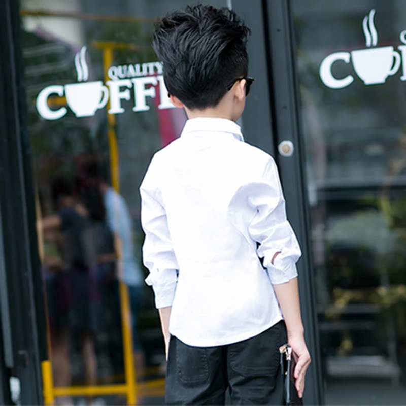 VearDoller Casual Children's Tops Summer Autumn Long Sleeve Cotton Kids Shirts Black White Patchwork Boys Shirts 2-8Years