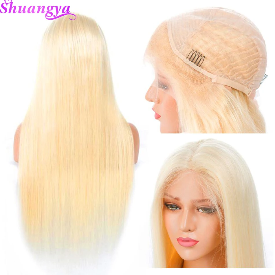 Shuangya 613 блонд Remy волосы бразильские Прямые 13*4 Кружева передние человеческие