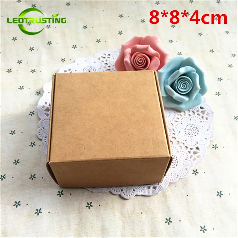 

Leotrusting 50 шт. 8*8*4 см коричневая складная коробка из крафт-бумаги натуральная крафт-бумага подарочная упаковка коробка мыло ручной работы бумага картонная коробка