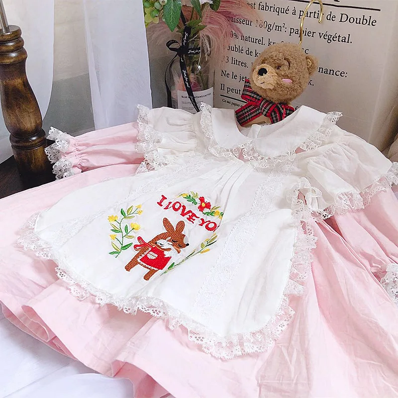 

2019 Autumn Spanish Baby Girl's Vitange Wedding Dress High Quality Customized Embroidered Vest+dress Set Christmas Dress