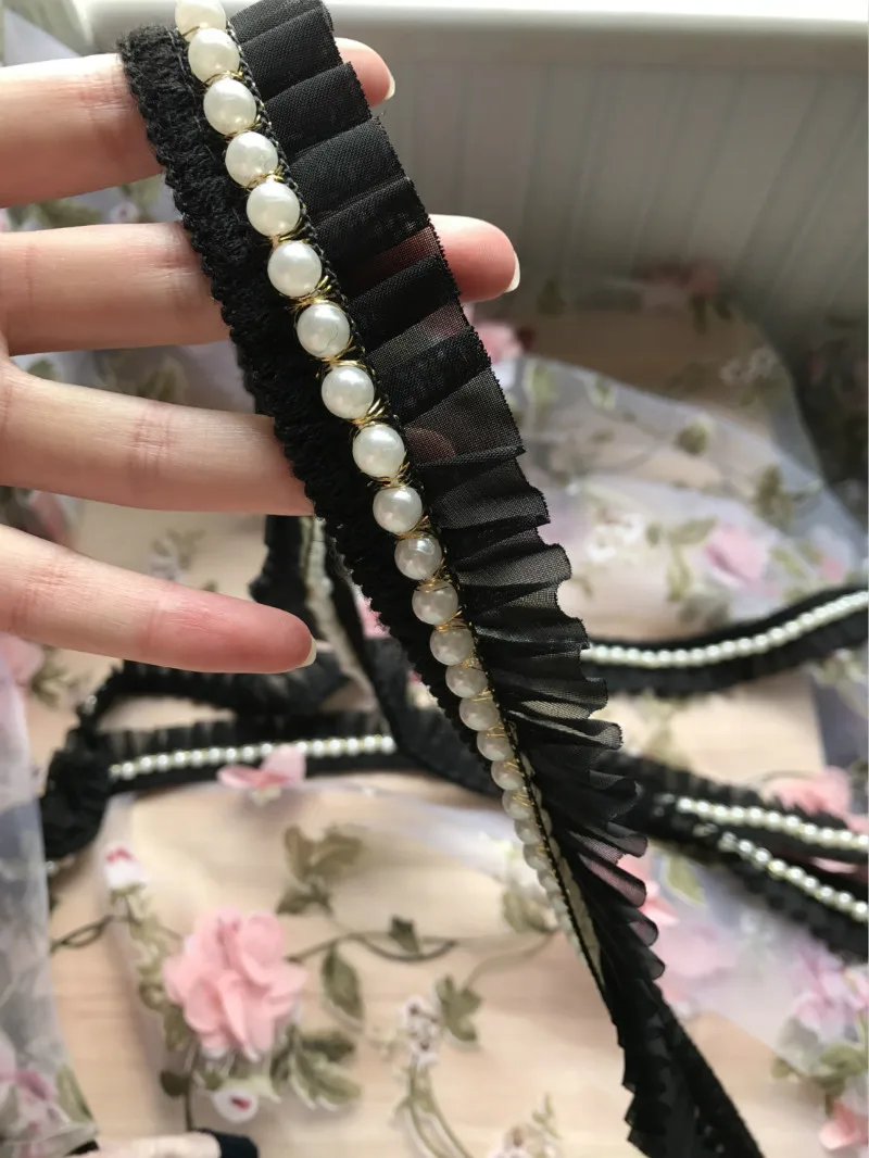 5 ярдов/партия белая шифоновая кружевная отделка из бисера сделай сам аксессуары