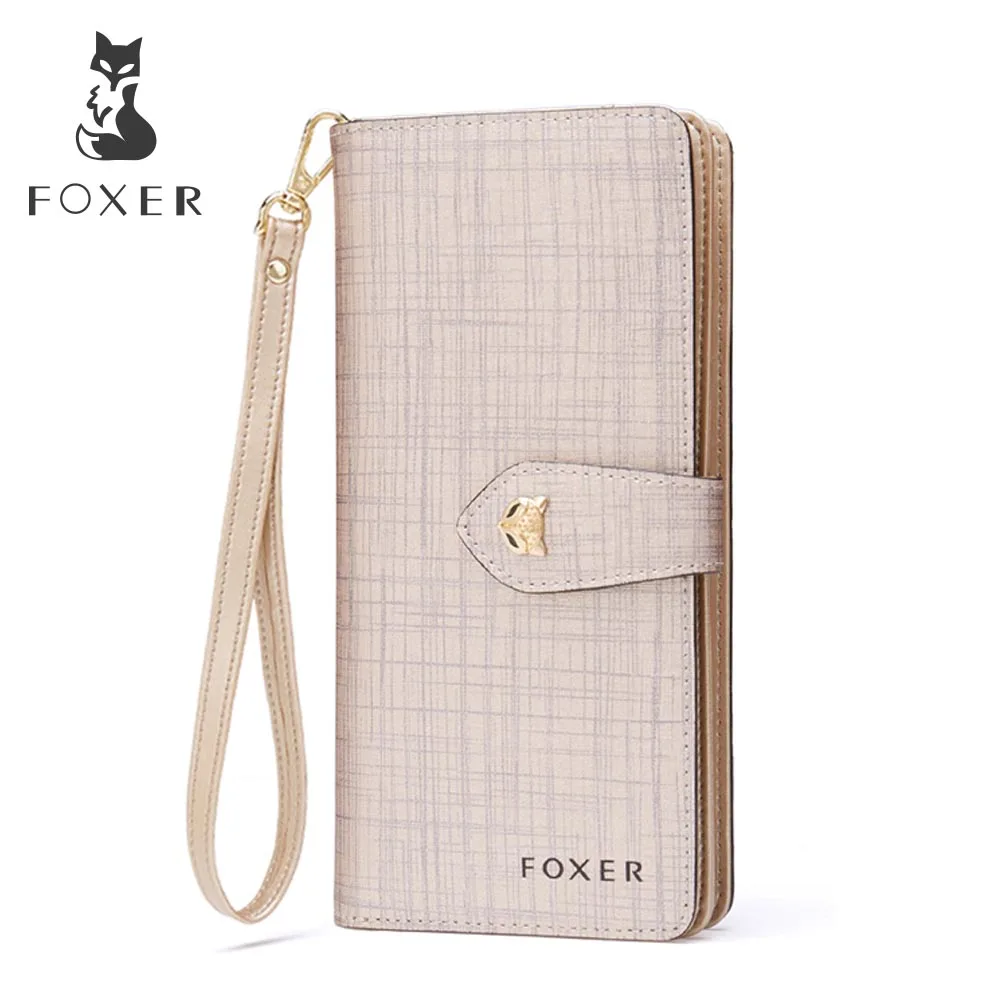 FOXER для женщин кожа Длинный кошелек чехол телефона с кармашком карточек